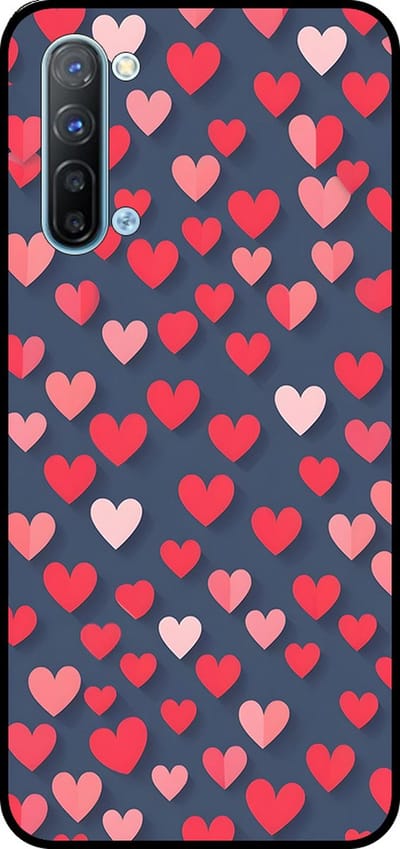 Smartphonica Telefoonhoesje Geschikt voor Oppo Reno 3 5G met Roze en Rode Hartjes Opdruk - TPU Backcover Case With Rosé and Red Heart Design geschikt voor Oppo Reno3 5G