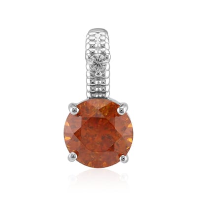 Cavill - Zilveren Hanger met 1,598 ct Sphaleriet en Zirkoon - 925 Sterling Zilver - Ronde Edelsteen - Uniek Design - Elegante Ketting Hanger