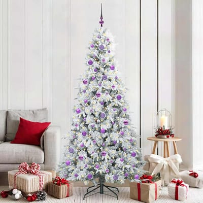 vidaXL - Kunstmatige - Hinged - Kerstboom - met - 300 - LED - Wit - 210 - cm - PE - en - PVC
