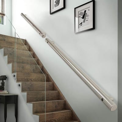 Trapleuning Set - Ronde Buizen - Veiligheid Binnen Buiten - Roestvrij Staal 304 - 80cm Lengte