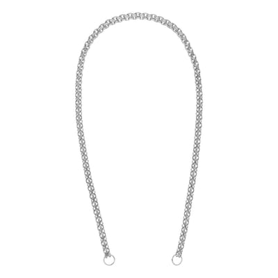 Lucardi Dames Stalen bedel ketting platte schakel dubbel - Ketting - Staal - Zilverkleurig - 40 cm