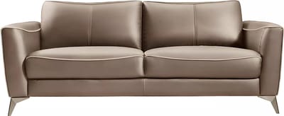 Vente-unique Driezitsbank BATUCO - Leer - Bruin met beige paspel