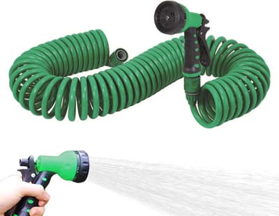 Spiraal Tuinslang - Gekrulde Slang - Tuin Besproeien - Hoge Flexibiliteit - 30 Meter - Groen