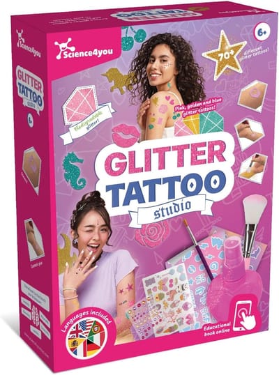 Science4you Glittertattoos voor Kinderen van 5 6 7+ - Set van Tijdelijke Glittertattoo voor Kinderen met meer dan 70 Schoonheidsstickers van Tatoeages