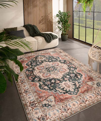 Vintage buitenkleed - Valenca Fino groen/rood 120x160