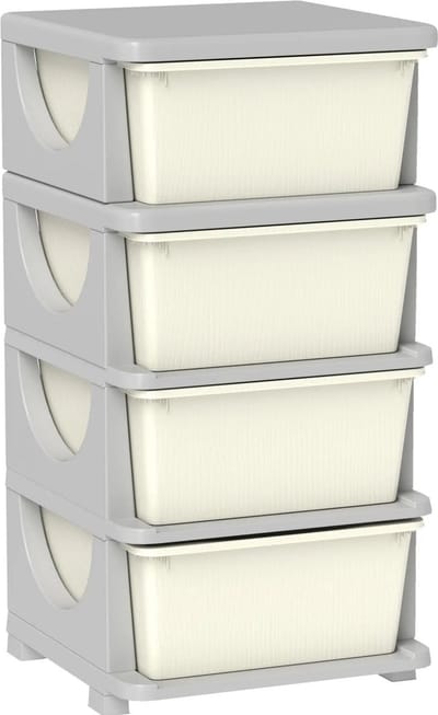 Opbergboxen - Ladekast met opbergdoos - Speelgoed organizer - Speelgoedkast - Creme/wit - 37cm x 37cm x 76cm