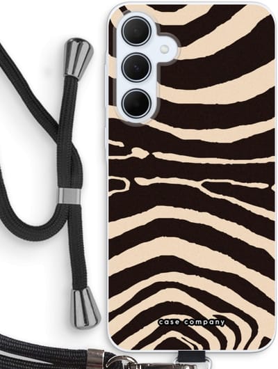 Case Company® - Hoesje met koord geschikt voor Samsung Galaxy A35 hoesje met Koord - Arizona Zebra - Telefoonhoesje met Zwart Koord - Bescherming aan alle Kanten en Over de Schermrand