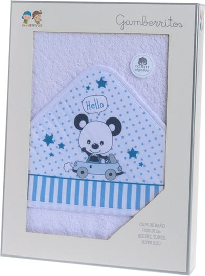 Gamberritos Badcape Beertje 100 X 100 Cm Katoen Blauw