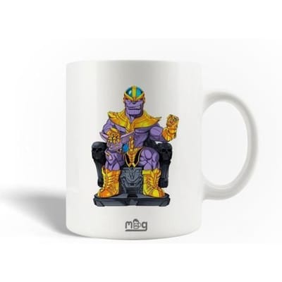 Mug en Céramique - Thanos - 30cl - Blanc - Compatible Lave-Vaisselle - Hauteur 9,5 cm