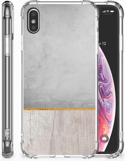 Apple iPhone Xs Max Stevig Telefoonhoesje Wood Concrete