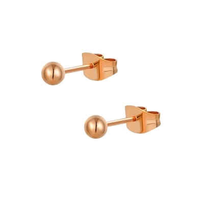 Fako Bijoux® - Oorbellen - Steker - RVS - Stainless Steel - Knopje - 4mm - Rosé Goudkleurig