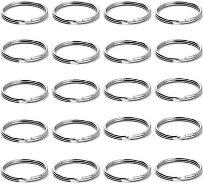 EXCITAT Sleutelringen - Sleutelhanger - geschikt voor alle soorten sleutels, doe-het-zelf, knutselen - Ф25mm - RVS - 20 stuks - zilver