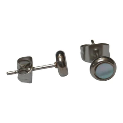 Aramat Jewels | Oorbellen | RVS Schelp Oorbellen Wit Zwart 12mm - Shell Studs | Zilverkleurig / 6mm / Wit | | | | Kinderen, Volwassenen | Verkleurd niet