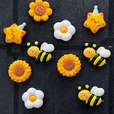 TLVX 10 stuks Leuke 3D Magneetjes / Vrolijke Koelkastmagneten / Foto Magneet / Speel- en Leer Magneten / Zonnebloem / Bij / Ster / Bloem / Decoratie / School / Whiteboard / Natuur / Boodschappenlijst / Notitie / Memo bord / Schoolbord / Magnetisch