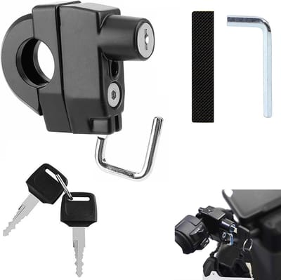 Universele Motorhelm Slot met Sleutels, Anti-Diefstal Beveiliging voor Helm, Geschikt voor Stuurbuizen van 22 tot 28 mm, Ideaal voor Motoren, Fietsen en Scooters