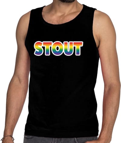 Stout gay pride tanktop/mouwloos shirt - zwart regenboog homo singlet voor heren - gay pride S