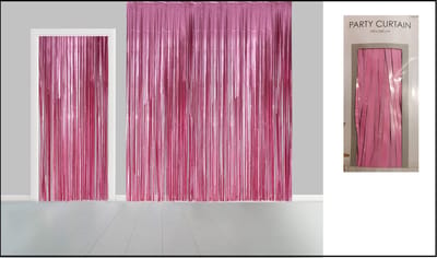 Foliegordijn 240cm x 100cm licht roze - metallic - Geboorte themafeest huwelijk gala disco glitter and glamour wanddeco