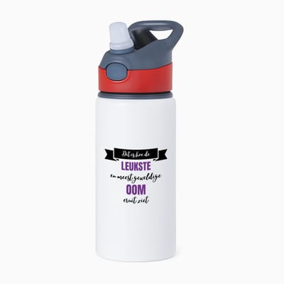 Hacebo® - Meest geweldige oom waterfles met rietje rood - Oom - beste oom - verjaardagscadeau - cadeau voor oom - kado - gift - water fles - 650ML