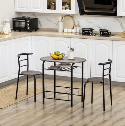 Bistroset - Eettafel Met 2 Stoelen - Ruimtebesparend Met Opbergrek - Voor Keuken En Kleine Eethoek - Hout En Metaal - Zwart