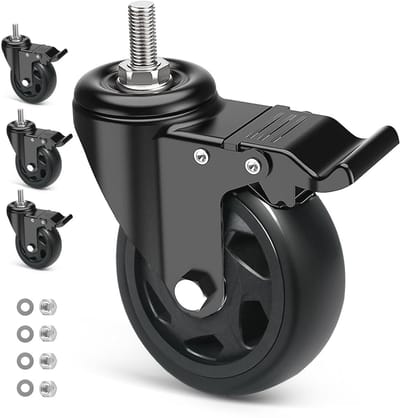 Zwenkwielen met Rem 125 mm - 4 Stuks, Duurzame Transportwielen met 360 Graden Rotatie en 650 kg Draagkracht