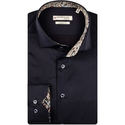 Giordano Overhemd Locarno Semi Cutaway Two-Ply Plain Twill Navy / male