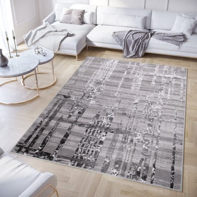 Tapiso Crystal Vloerkleed Donkergrijs Modern 3D Effect Tapijt Maat- 140x200