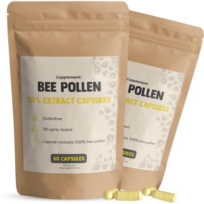 GOYU Bijenpollen extract 1000 mg per dagdosering Combideal 2x 60 Capsules - Stuifmeelkorrels - bee pollen - bijen pollen - Vegan - Zonder toevoegingen - Celwand gebroken - Lab getest - 20 dagen voorraad per zakje