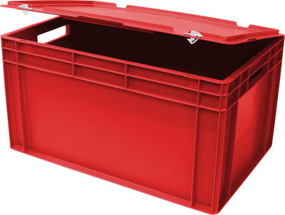 Alpac Stapelbak met deksel - Opbergbak met deksel - 600 x 400 x 335 mm - 60L - Rood