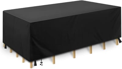 Famanu - Afdekking voor tuinmeubelen, rechthoekig, waterdicht, winddicht, uv-bestendig, 210D Oxford-weefsel, beschermhoes voor tuintafel, zitgroep, 213 x 132 x 74 cm