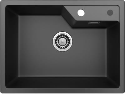 SOFETIY MAX Graniet Spoelbak 65x45cm - Spoelbak Keuken Zwart - Haven stijl Keuken Gootsteen Modern - Met Waterafvoersysteem & Overloop