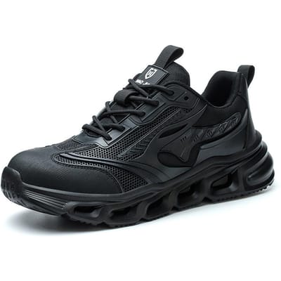 Breathable Work Safety Shoes Men Lightweight Work Sneakers Steel Toe Shoes Puncture-Proof Protective Indestructible Safety Boots 40 zwart