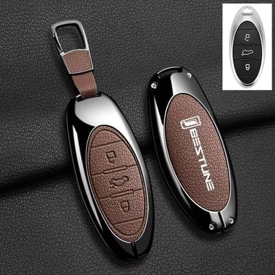 Coque Housse Porte-clés de Voiture en Alliage de Zinc Cuir Pour Faw Bestune T77 T77Pro B70 T55 T33 T99 B70S Coque de Protection Accessoires Porte-clés gray
