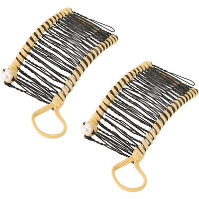 2 stuks Bananen Haarspelden Modieus Rekbaar Vintage Clincher Kam Tool voor Vrouwen Dik Golvend Krullend geel
