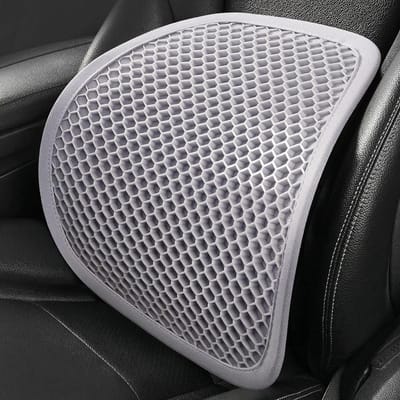 Lendenkussen Auto - Rugsteun Zitkussen - Comfortabel Rijden - Honingraat Gel - 42x40 cm - Zwart