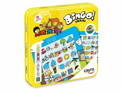 Cayro Bingo Travel - Magnetisch Reisspel voor Kinderen en Familie - Auto Bingo Observatiespel op Reis - 2 Spelers - Speelduur 10 Minuten - Vanaf 4 Jaar - The Minis Collectie - Compacte Metalen Speeldoos
