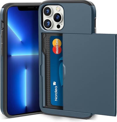 Backcover geschikt voor Apple iPhone 13 Pro - Donkerblauw - Hard PC - Pasjeshouder