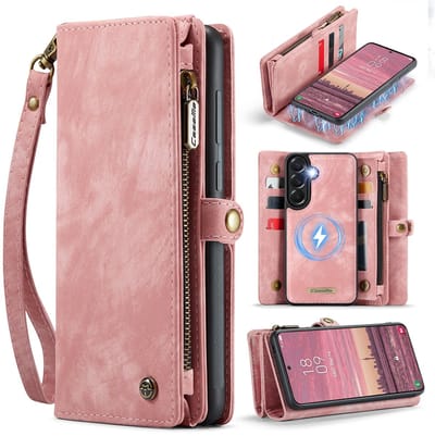 CaseMe Hoesje - Geschikt voor Samsung Galaxy A37 Hoesje - CaseMe 008 2-in-1 Book Case & Back Cover met Portemonnee - Roze