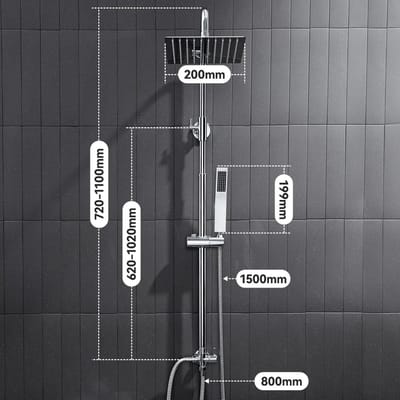 Auralum Max Douchesysteem - Regendouche - Met Vierkant Handdouche - Doucheset - Verstelbare Hoogte 72-110 cm - Regendoucheset - Waterbesparend - Chroom