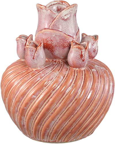 PTMD Mailia Peach Ceramic Round Tulip Vase With Swirl L