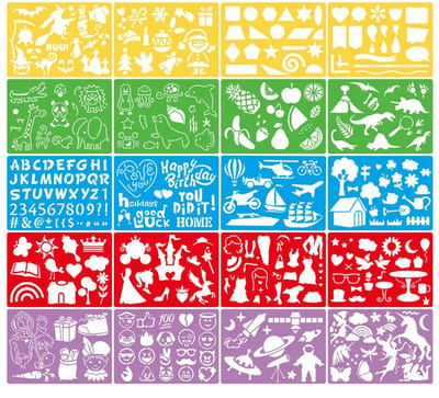 BOTC Schildersjablonen - 20 Stuks - Tekensjablonenset - Plastic tekensjablonen - Kunstprojecten voor scholen - Journalsjablonen