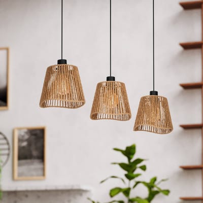 EGLO Lavister Hanglamp - E27 - 91 cm - Zwart/Bruin - Papier