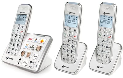 Draadloze telefoon met foto-toetsen op basis - trio - 3 handsets - geschikt voor SLECHTHORENDEN - 30 dB versterking - Beantwoorder