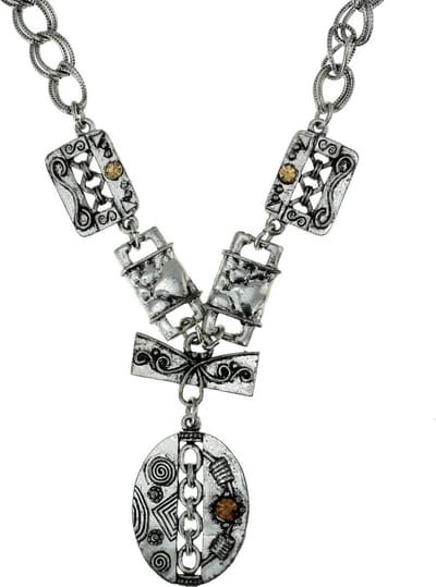 Behave - Schakel ketting zilverkleur met hanger 40 cm - Nikkelvrij - Mode-accessoire