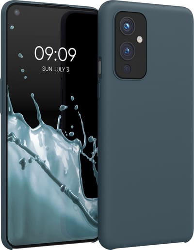 kwmobile telefoonhoesje geschikt voor OnePlus 9 (EU/NA Version) - Hoesje met siliconen coating - Smartphone case in leisteen