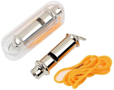 Dailygoody - Noodfluit Set - 2-Pack RVS Fluit met Halsband - Super Luide Alarmfluit - Ideaal voor Outdoor Activiteiten - Handig en Compact - Onmisbaar...