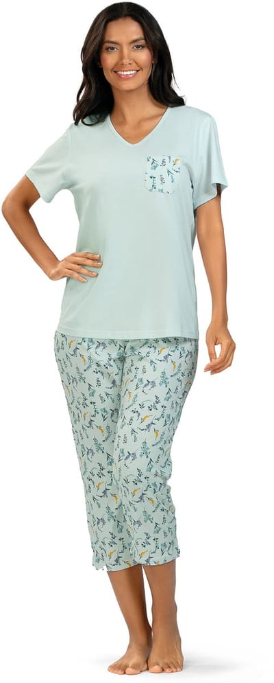 Comtessa - Dames Pyjama - Katoen – Zomer – 7/8 Broek – Mint - Maat 44