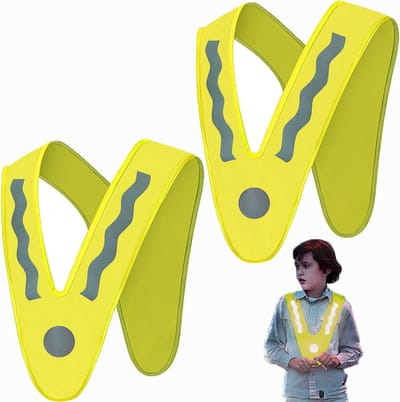 Veiligheidsvest voor kinderen, 2 V-vormige signaalhalsbanden, veiligheidsvest voor kinderen, veiligheidsvest voor kinderen, reflecterend vest voor kinderen, betere zichtbaarheid tijdens