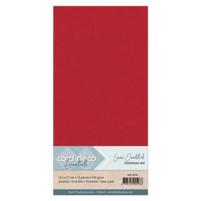 25 vel Kerstrood Vierkant Linnenkarton 240 grams - 135 x 270mm - Gevouwen voor dubbele vierkante kaarten 13,5 x 13,5 cm - Gratis verzonden