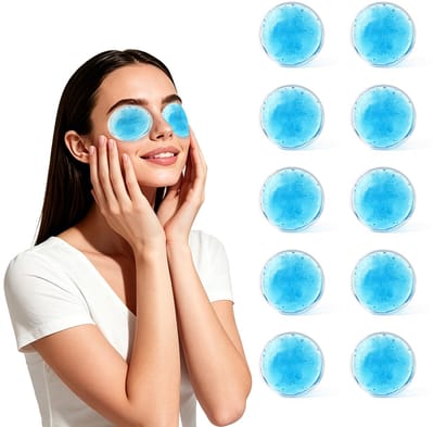 Set van 20 gel-oogpads — Verlicht gezwollen ogen — Warme & koude gelpads — Verkoelende oogpads — Oog-ijspacks — Vermindert donkere kringen — Kalmerende oogmaskers — Herbruikbare ronde gel-ijspacks — Ideaal voor oogverzorging & warmte-/koudetherapie