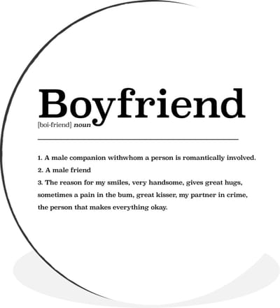 WallCircle - Wandcirkel - Muurcirkel - Woordenboek - Boyfriend - Vriend definitie - Spreuken - Quotes - Aluminium - Dibond - 30x30 cm - Binnen en Buiten
